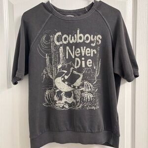 Gray Western Skull Graphic Hoodie